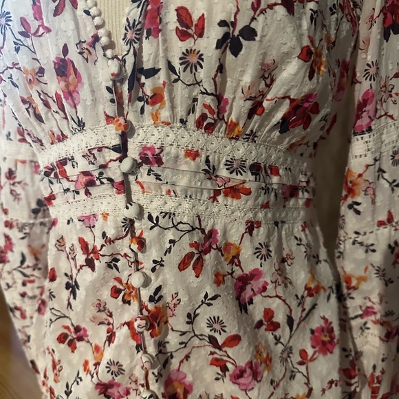 Anthropologie floral lace button front long sleeve blouse - Picture 3 of 4